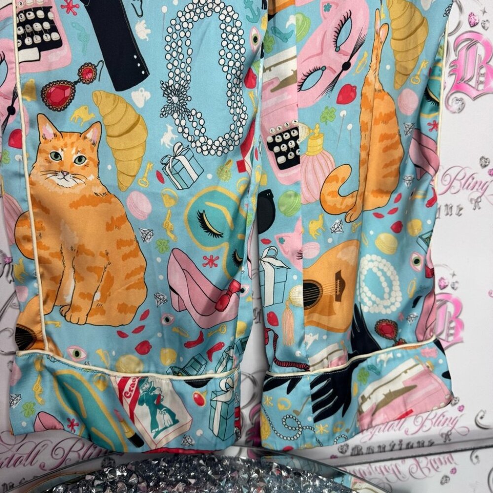 Karen mabon pants pj Colorful Cat Print Pajama Pants gummy bears pearls phone - Picture 6 of 16